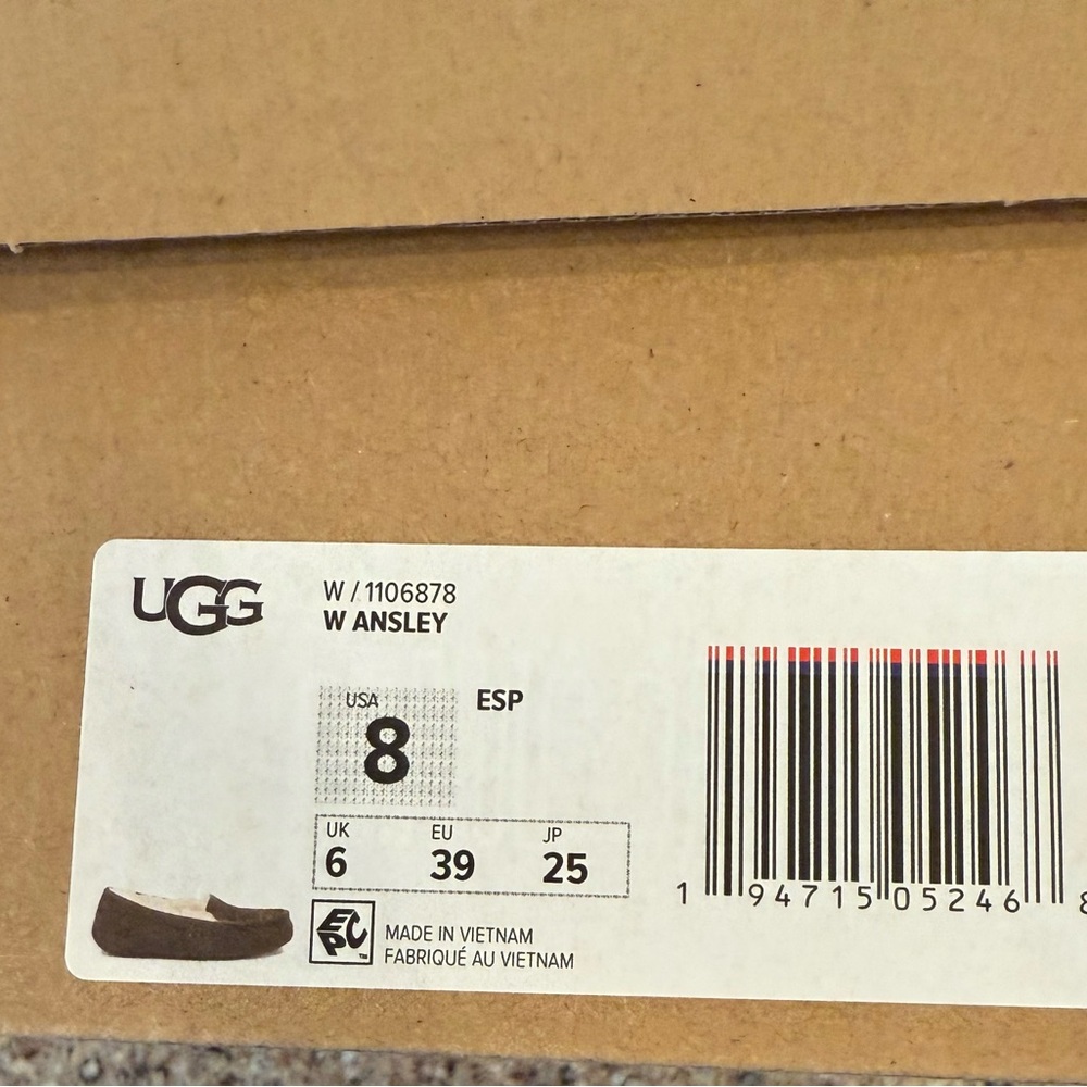 Women’s Ugg Ansley Slippers. Size 8. New with Box.